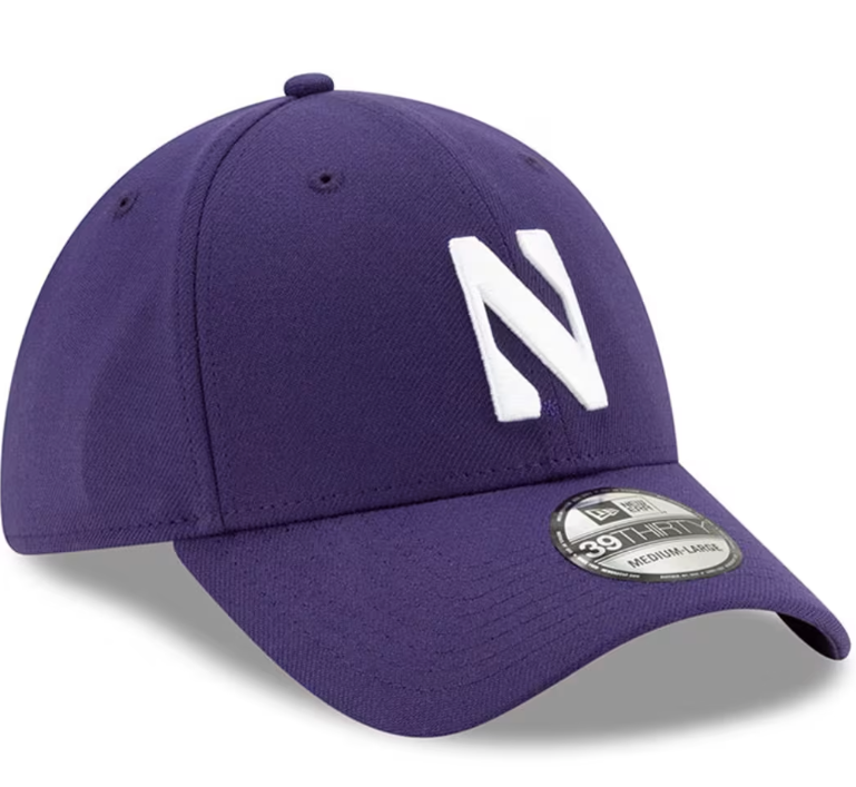 Mens Northwestern Wildcats New Era Navy 39THIRTY Team Classic Flex Hat product image 3, provided for visual reference and