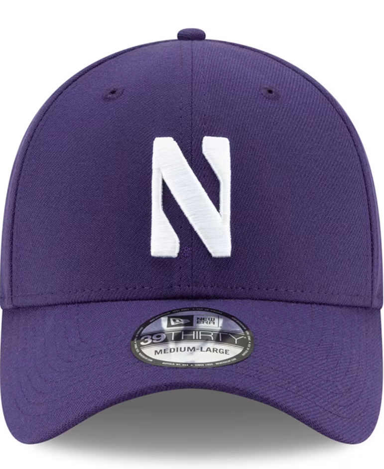 Mens Northwestern Wildcats New Era Navy 39THIRTY Team Classic Flex Hat product image 2, provided for visual reference and