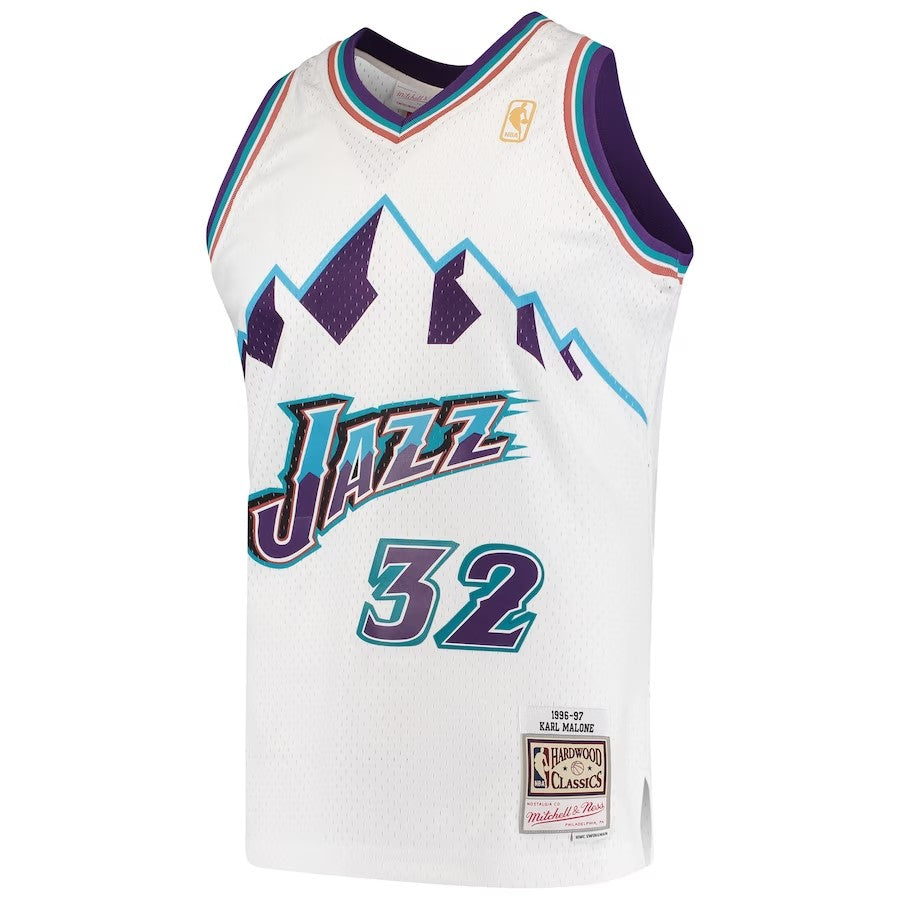 Utah Jazz Mitchell & Ness Karl Malone #32 White Hardwood product image 1