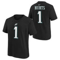 Youth Jalen Hurts Philadelphia Eagles Nike Black FUSE Name & Number T-Shirt product image 1, provided for visual reference