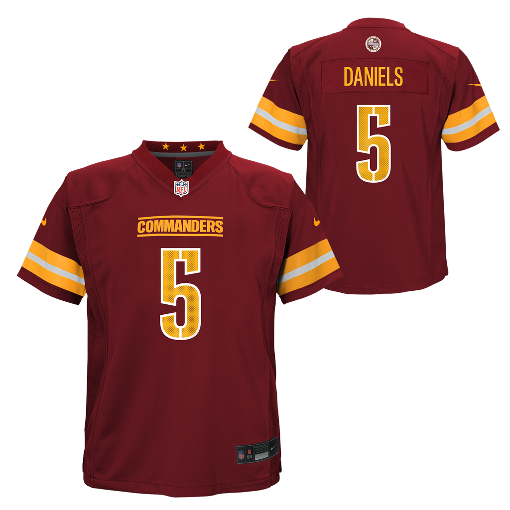 Child Washington Commanders Jayden Daniels Nike Burgundy Game Jersey product image 1, provided for visual reference and