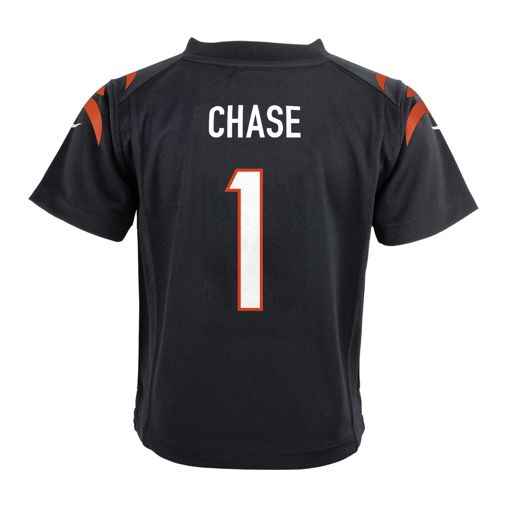 Kids Jamar Chase Black Child Nike Replica Jersey product image 2, provided for visual reference and product detail review