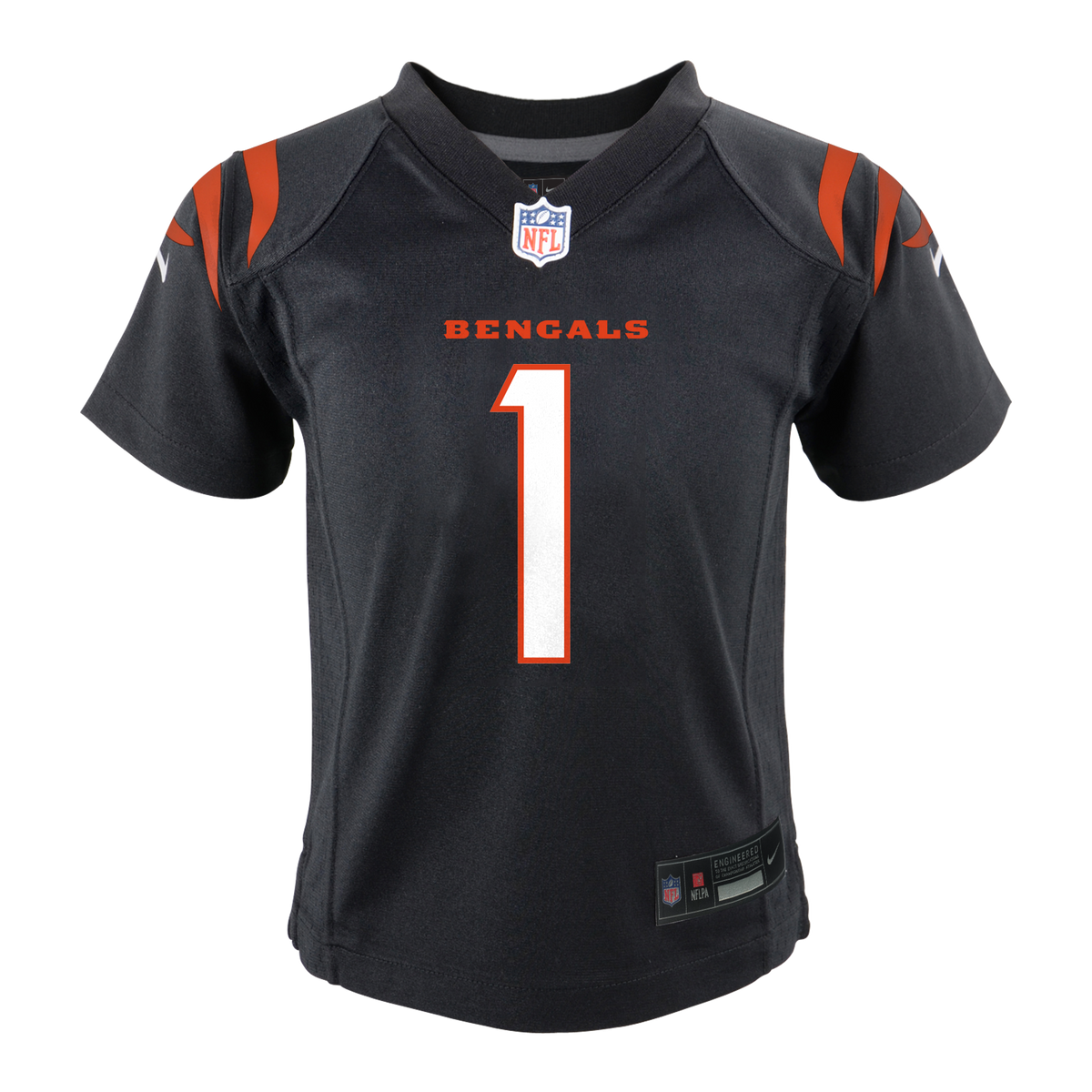 Kids Jamar Chase Black Child Nike Replica Jersey product image 3, provided for visual reference and product detail review