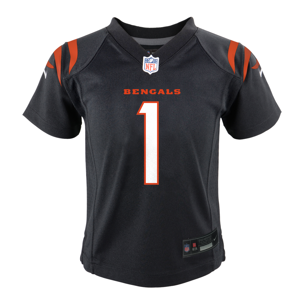 Toddler Jamar Chase Cincinnati Bengals Black Nike Replica Jersey product image 3, provided for visual reference and product