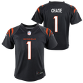 Kids Jamar Chase Black Child Nike Replica Jersey product image 1, provided for visual reference and product detail review