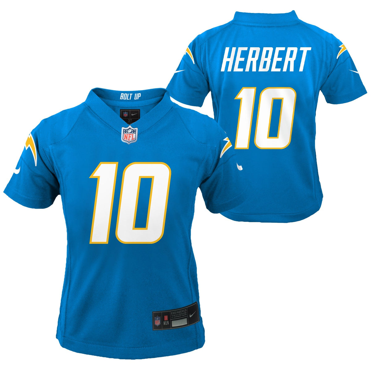 Kids Justin Herbert Los Angeles Chargers Child Nike Blue Replica Jersey product image 1, provided for visual reference and