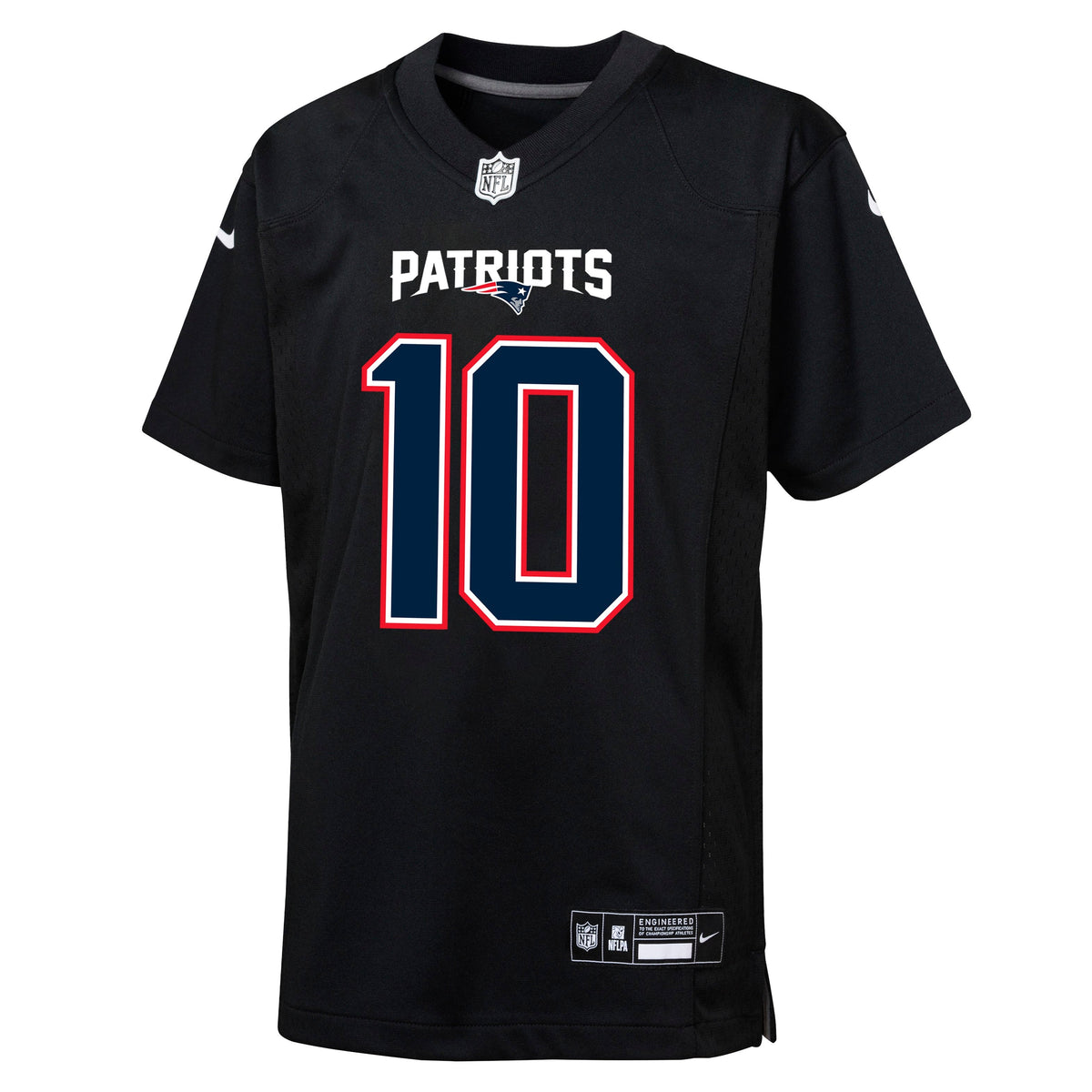 Youth Drake Maye New England Patriots Nike Carbon Black Game Jersey product image 2, provided for visual reference and