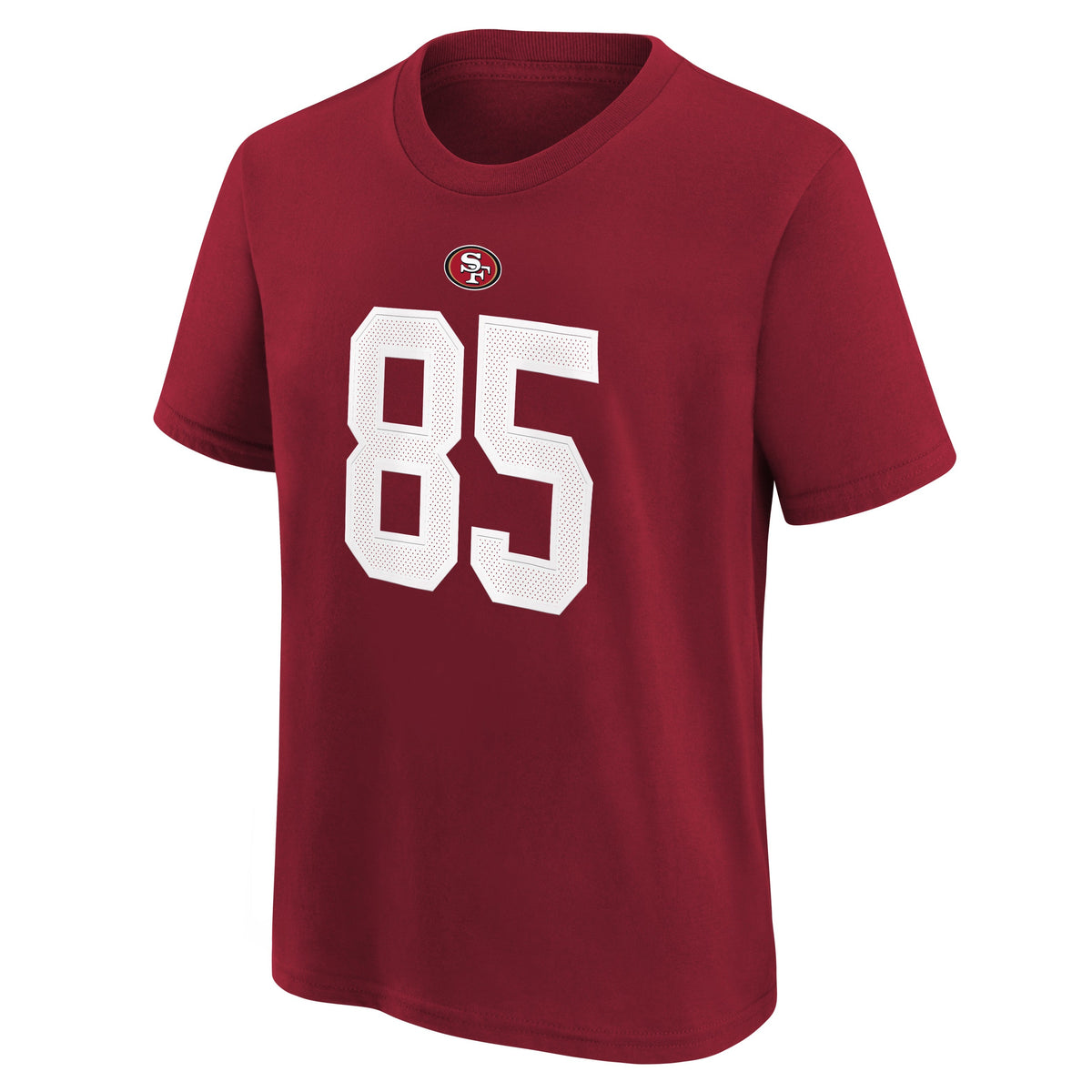 Youth George Kittle San Francisco 49ers Nike Red FUSE Name & Number T-Shirt product image 2, provided for visual reference
