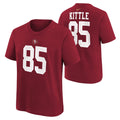 Youth George Kittle San Francisco 49ers Nike Red FUSE Name & Number T-Shirt product image 1, provided for visual reference