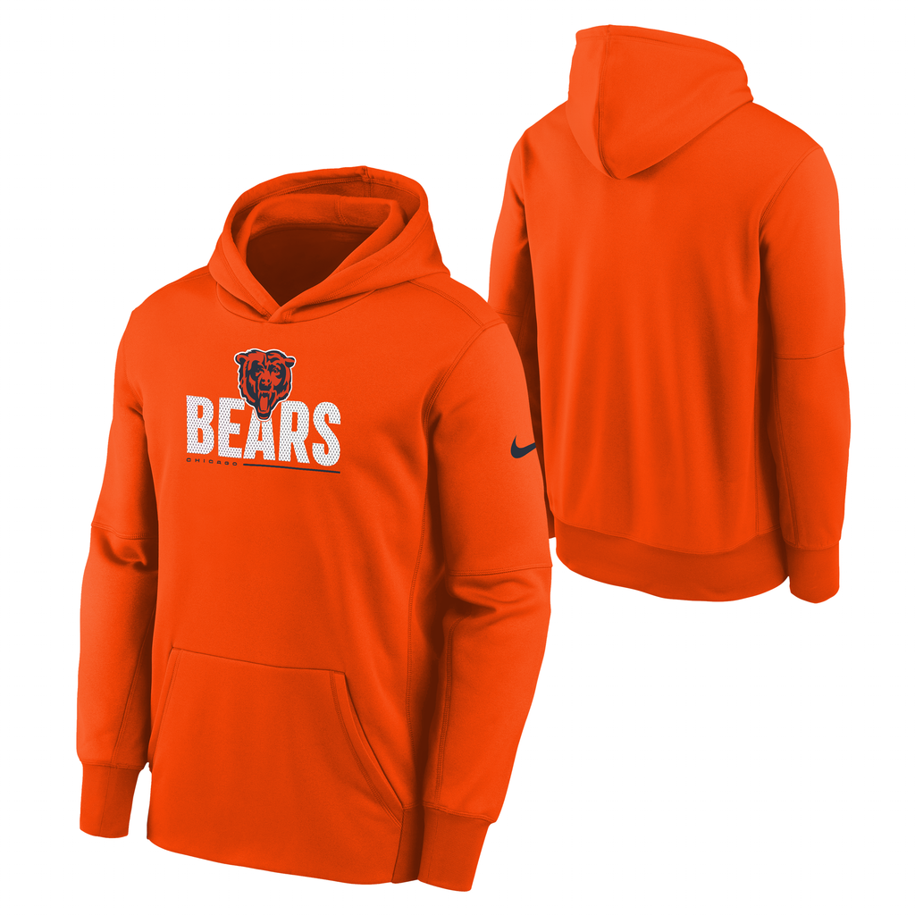 Youth Chicago Bears Performance Alternate Orange Hoodie product image 1, provided for visual reference and product detail