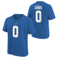 Youth Jahmyr Gibbs Detroit Lions Nike Blue FUSE Name & Number T-Shirt product image 1, provided for visual reference and