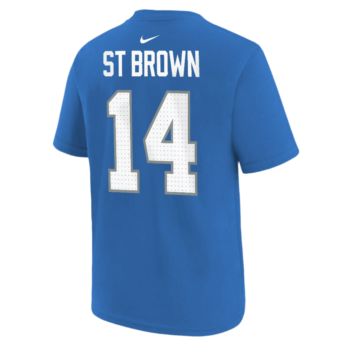 Youth Amon St. Brown Detroit Lions Nike Blue FUSE Name & Number T-Shirt product image 2, provided for visual reference and