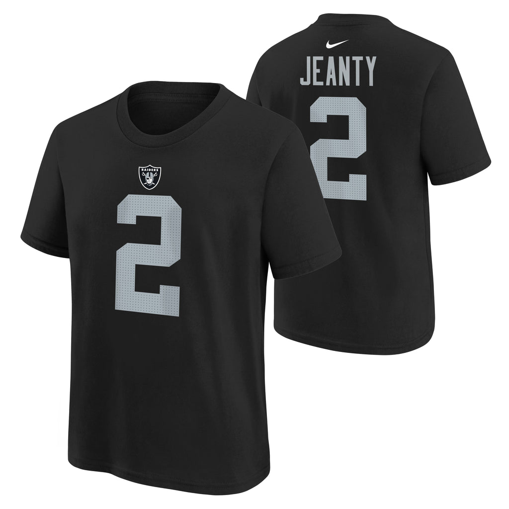Youth Nike Ashton Jeanty Las Vegas Raiders Black Name & Number T-Shirt product image 1, provided for visual reference and