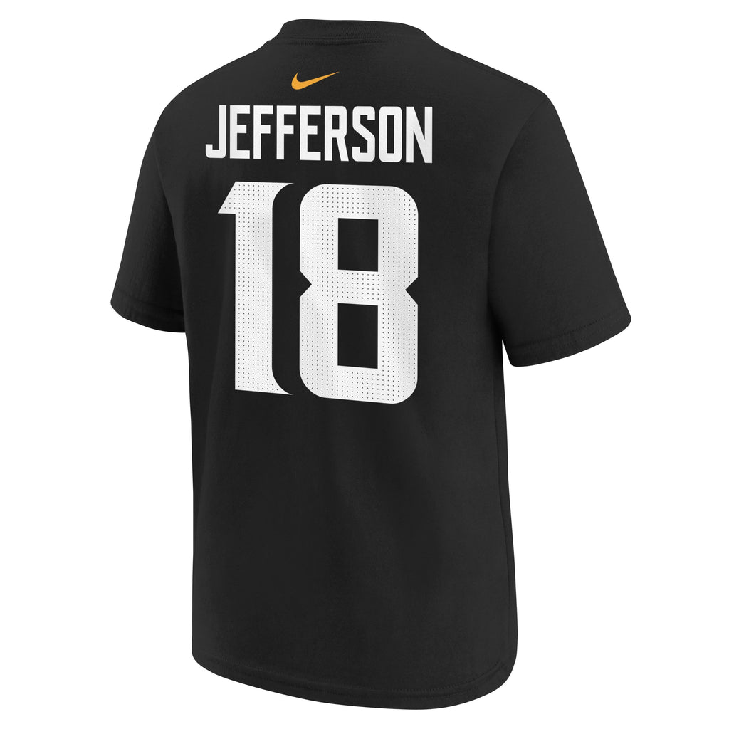 Youth Justin Jefferson Minnesota Vikings Black Nike FUSE Name and Number T-Shirt product image 3, provided for visual