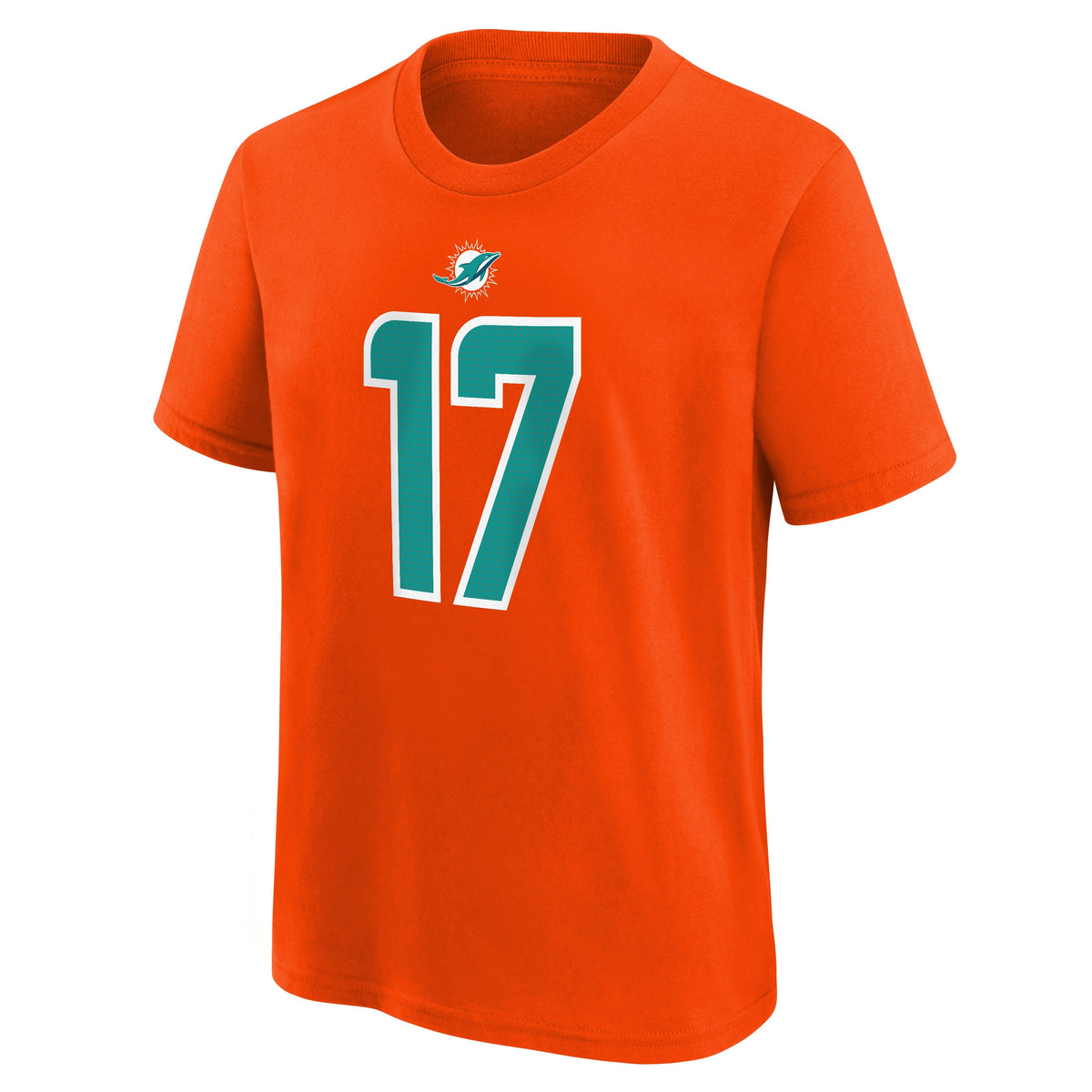 Youth Jaylen Waddle Miami Dolphins Nike Orange FUSE Name & Number T-Shirt product image 2, provided for visual reference and