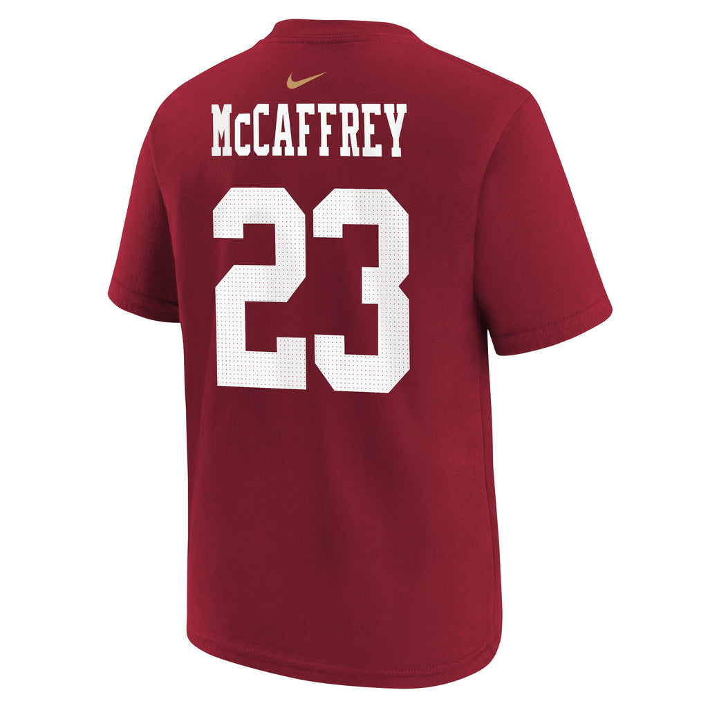 Youth San Francisco 49ers Christian McCaffrey Scarlet Nike Player Name & Number T-Shirt product image 3, provided for visual