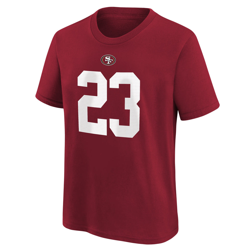 Youth San Francisco 49ers Christian McCaffrey Scarlet Nike Player Name & Number T-Shirt product image 2, provided for visual