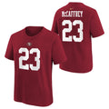 Youth San Francisco 49ers Christian McCaffrey Scarlet Nike Player Name & Number T-Shirt product image 1, provided for visual