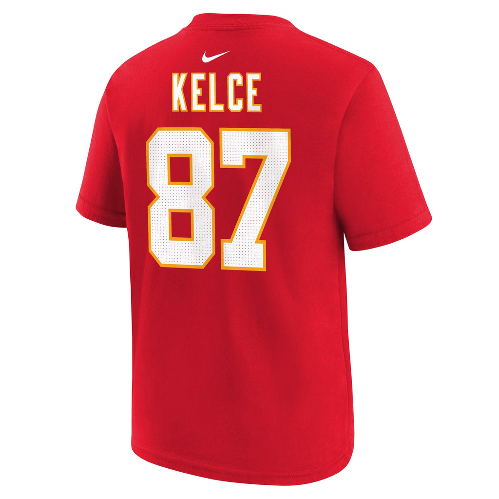 Youth Kansas City Chiefs Travis Kelce Nike Red FUSE Name & Number T-Shirt product image 3, provided for visual reference and