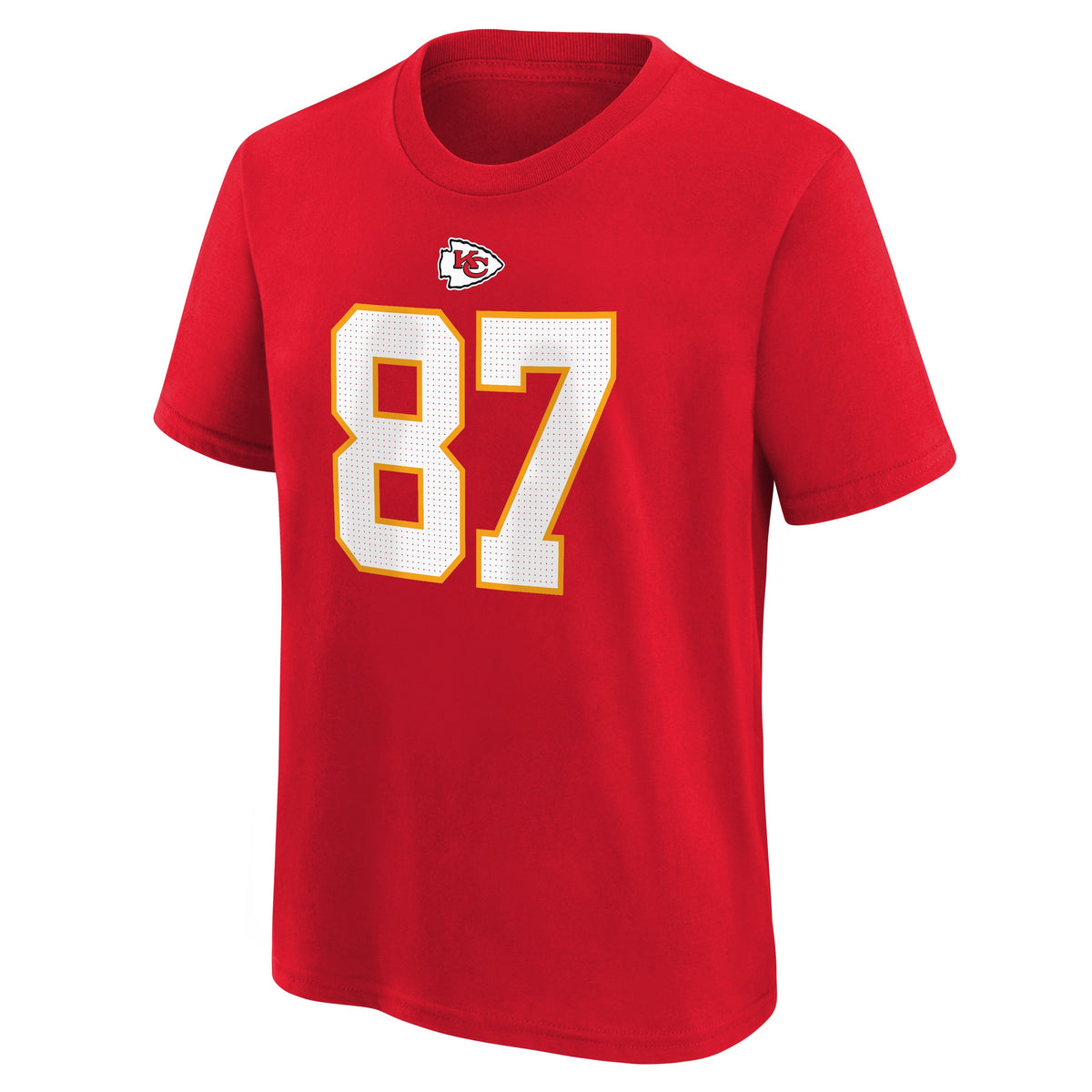 Youth Kansas City Chiefs Travis Kelce Nike Red FUSE Name & Number T-Shirt product image 2, provided for visual reference and