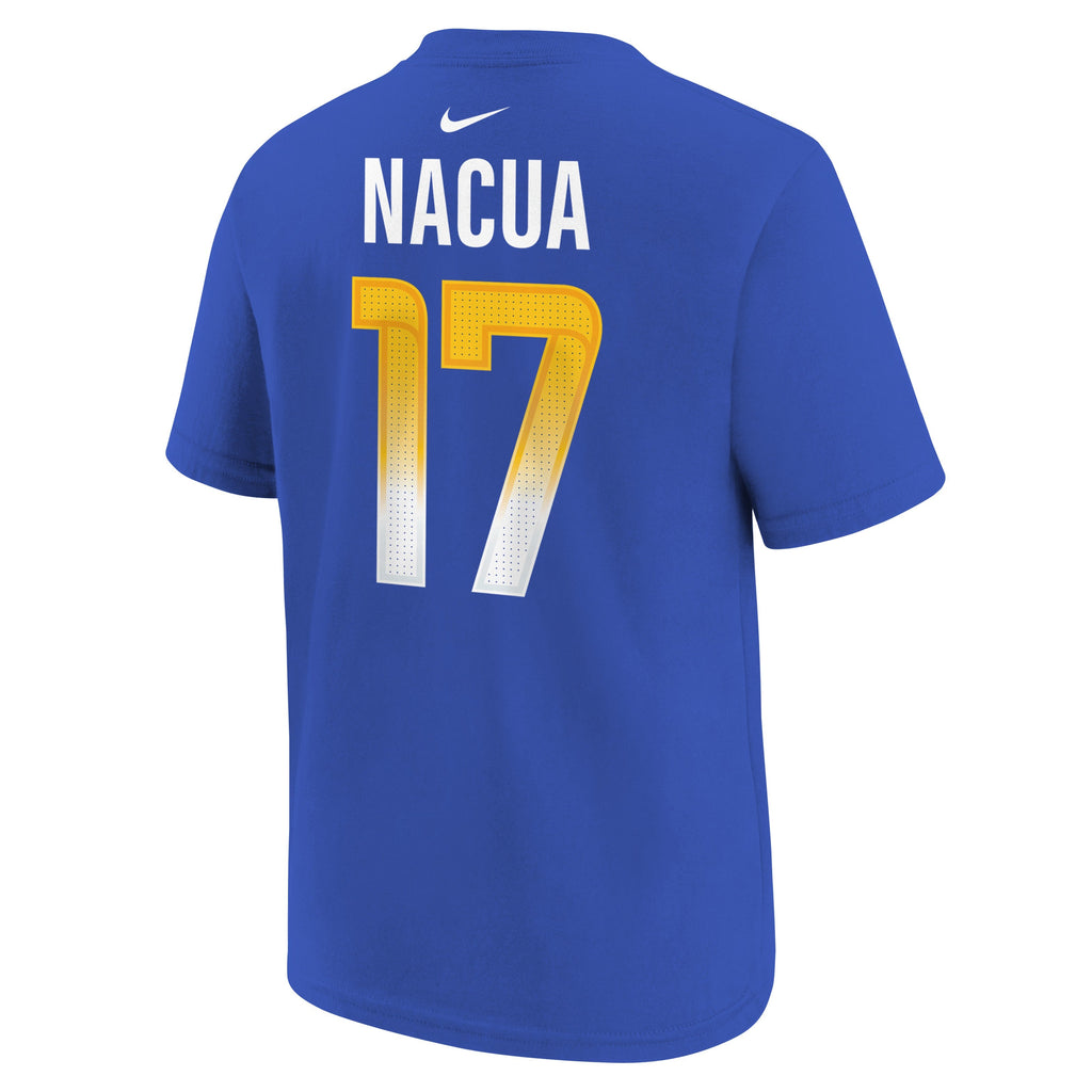 Youth Puka Nacua Los Angeles Rams Rookie #17 Royal Blue Nike FUSE Name and Number T-Shirt product image 3, provided for