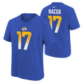 Youth Puka Nacua Los Angeles Rams Rookie #17 Royal Blue Nike FUSE Name and Number T-Shirt product image 1, provided for