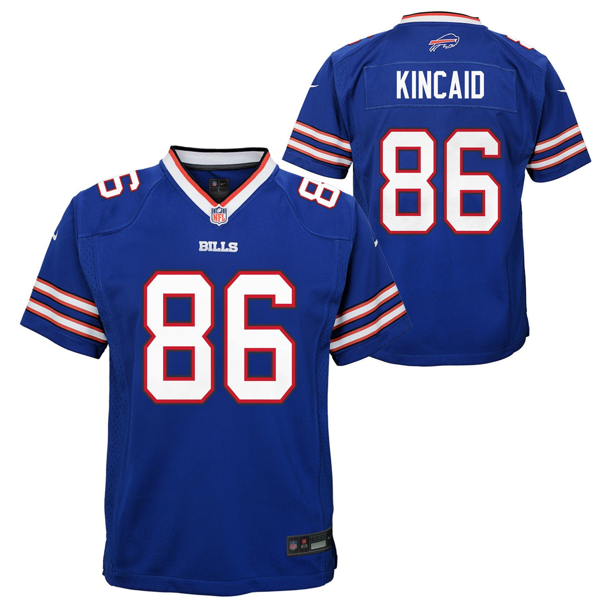 Youth Dalton Kincaid Buffalo Bills Nike Royal Blue Game Jersey product image 1, provided for visual reference and product