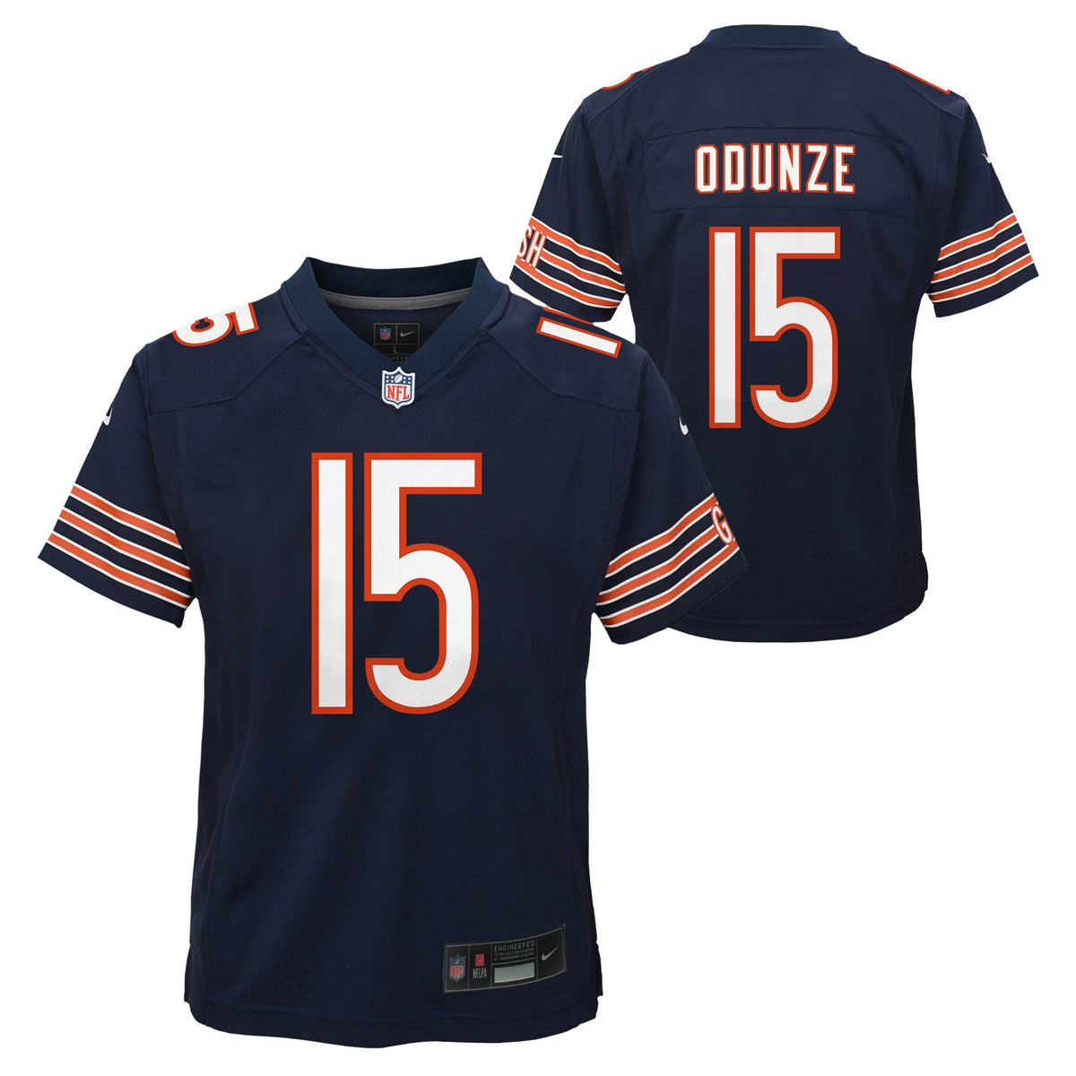 Youth Rome Odunze Chicago Bears Navy Nike Game Replica Jersey product image 1, provided for visual reference and product