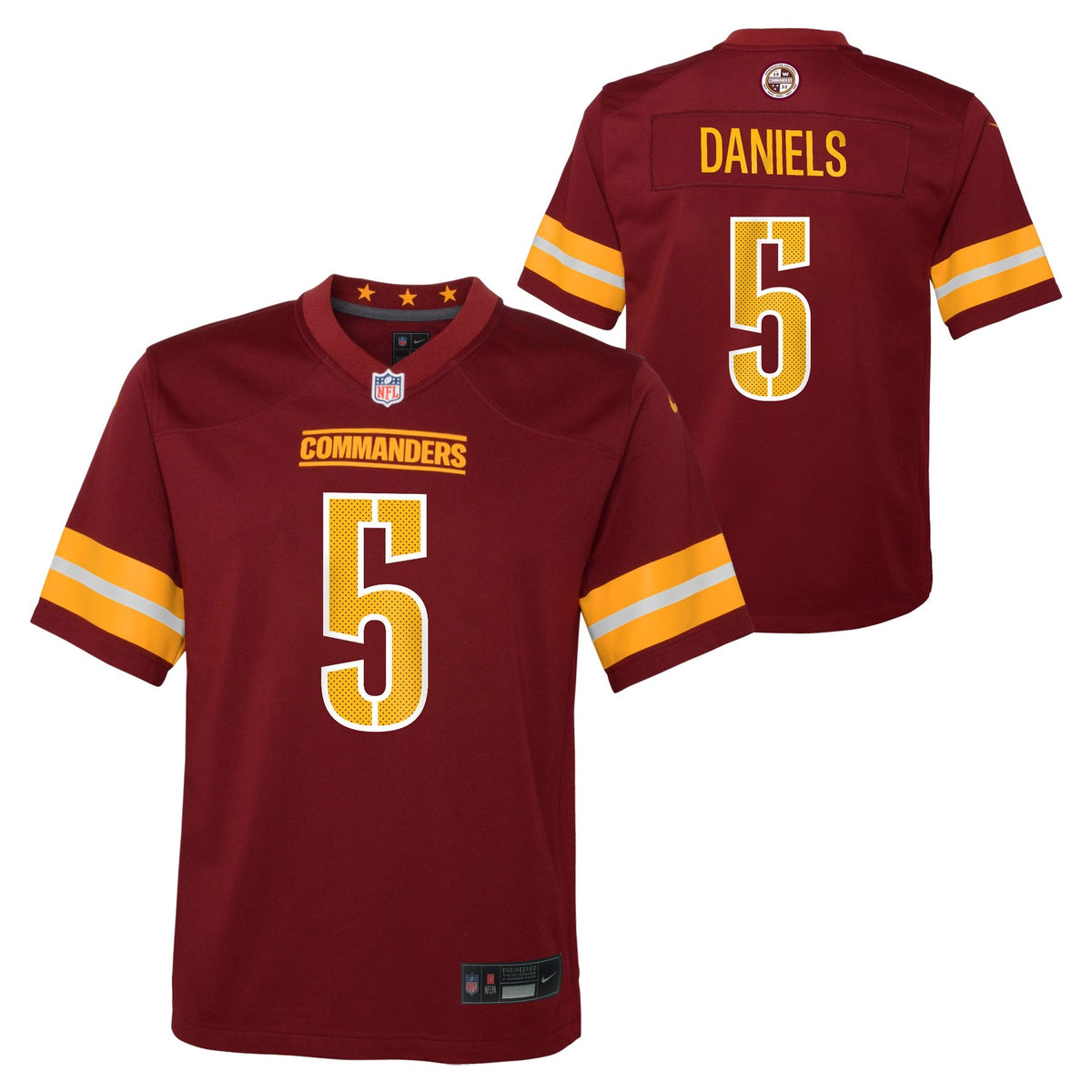 Youth Washington Commanders Jayden Daniels Nike Burgundy Game Jersey product image 1, provided for visual reference and