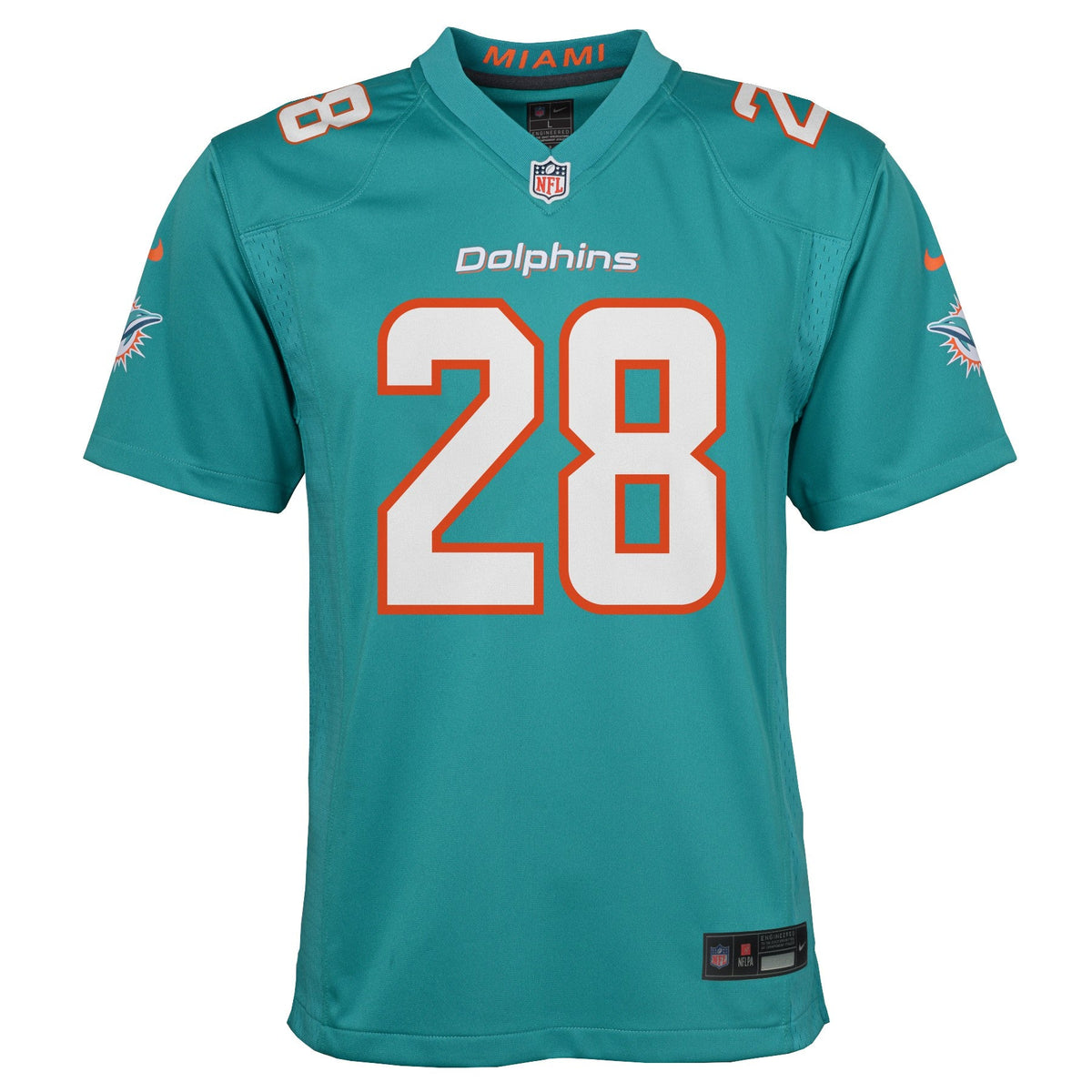 Youth De'Von Achane Miami Dolphins Nike Aqua Game Replica Jersey product image 2, provided for visual reference and product