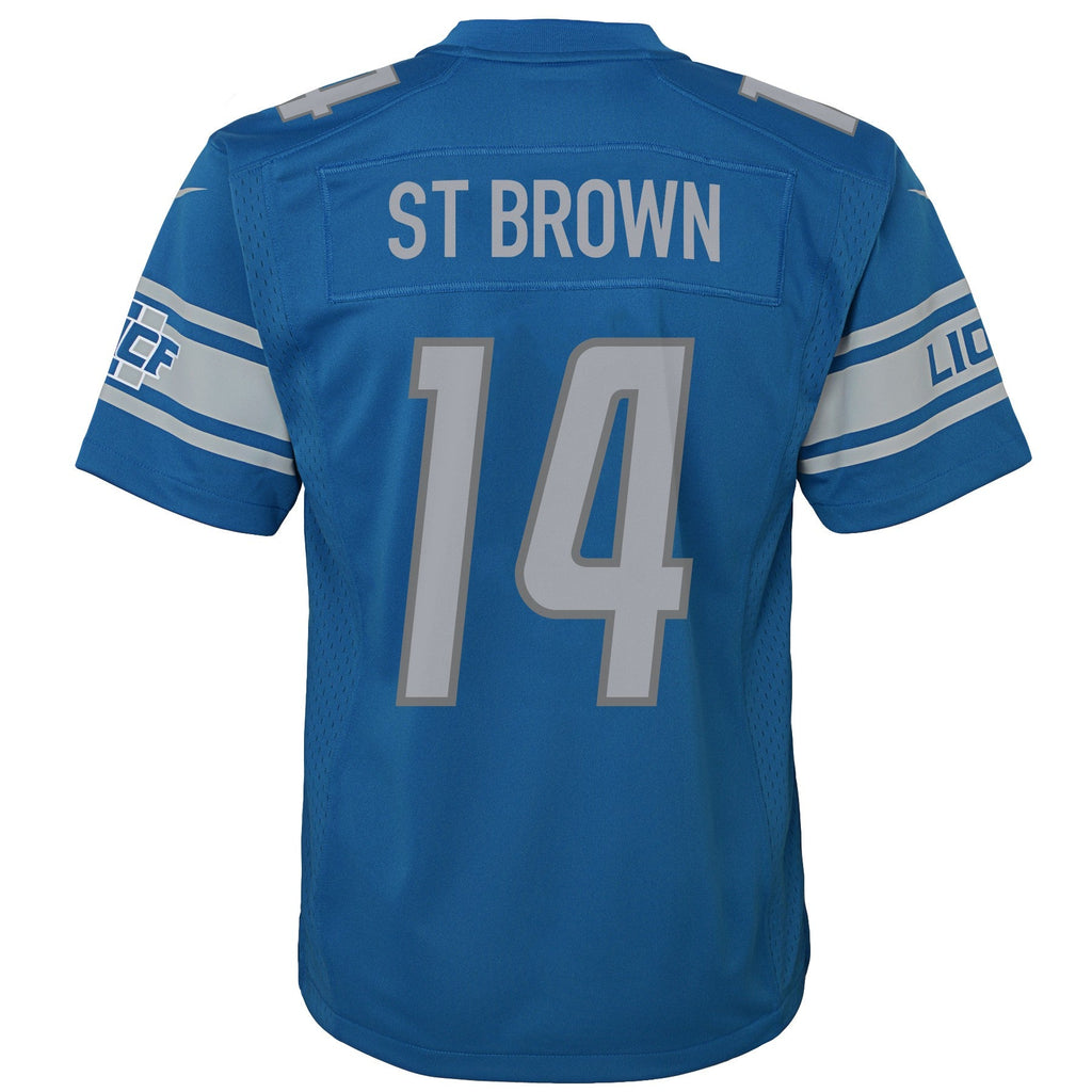 Youth Detroit Lions Amon-Ra St. Brown Nike Blue Game Jersey product image 3, provided for visual reference and product