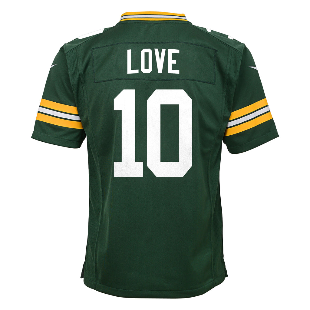 Youth Green Bay Packers Jordan Love Nike Green Game Jersey product image 2, provided for visual reference and product detail