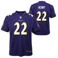 Youth Derrick Henry Baltimore Ravens Nike Purple Game Jersey product image 1, provided for visual reference and product
