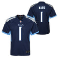 Youth Cam Ward Tennessee Titans Navy Nike Game Jersey product image 1, provided for visual reference and product detail