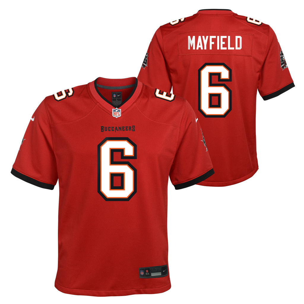 Youth Tampa Bay Buccaneers Baker Mayfield Nike Red Nike Game Jersey product image 1, provided for visual reference and