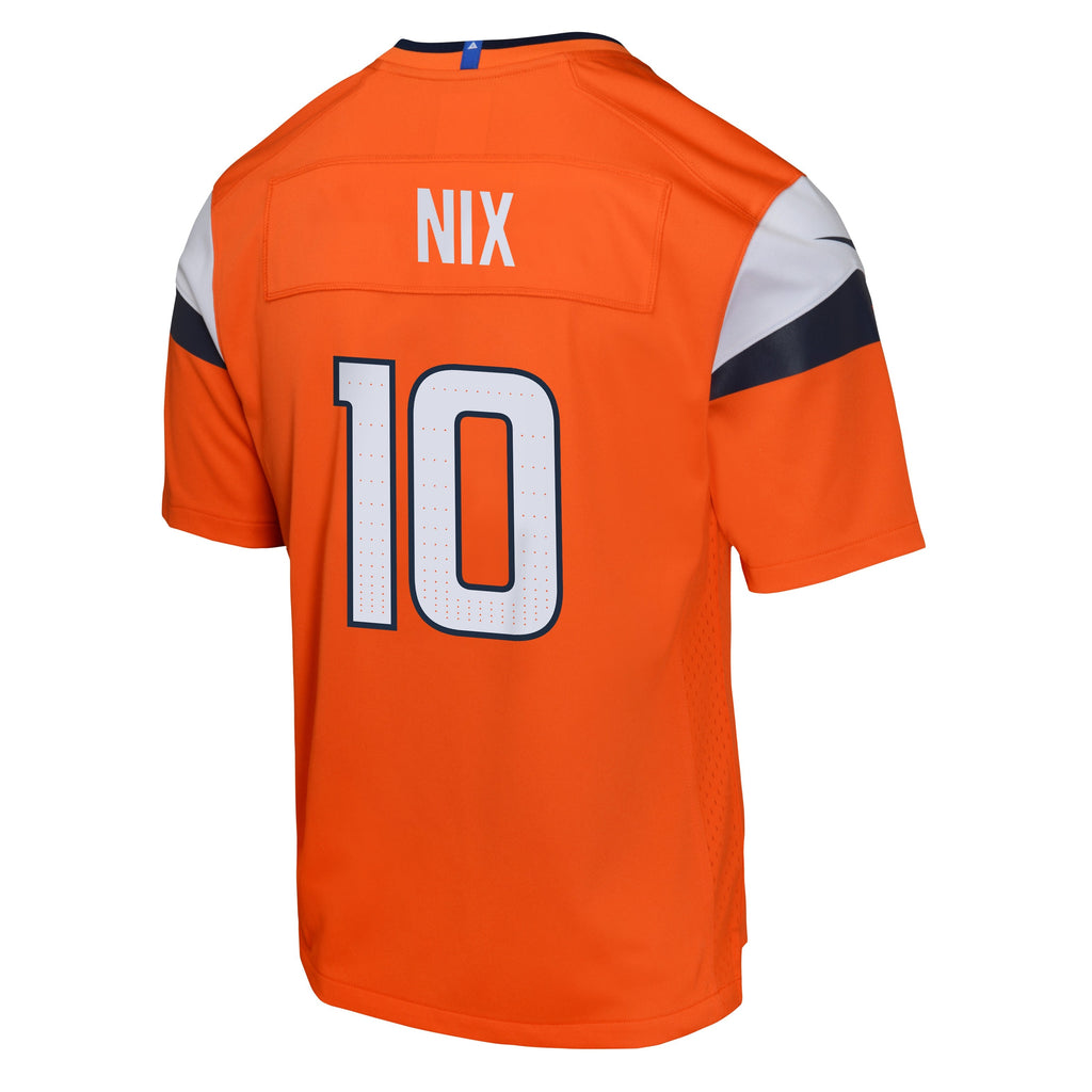 Youth Denver Broncos Bo Nix Nike Orange Game Team Jersey product image 3, provided for visual reference and product detail