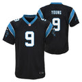 Youth Carolina Panthers Bryce Young Nike Black Game Jersey product image 1, provided for visual reference and product detail