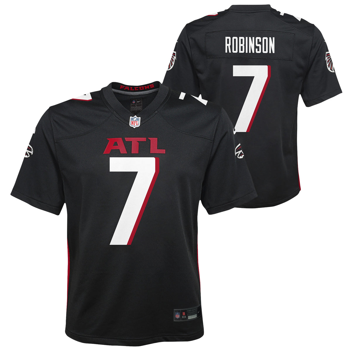 Youth Bijan Robinson Atlanta Falcons Nike Black Game Replica Jersey product image 1, provided for visual reference and