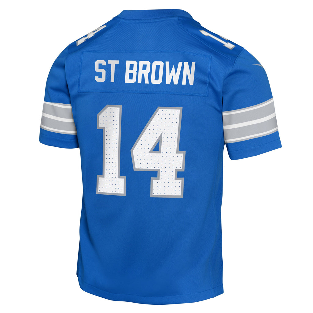 Youth Detroit Lions Amon-Ra St. Brown Nike Blue Game Jersey product image 3, provided for visual reference and product