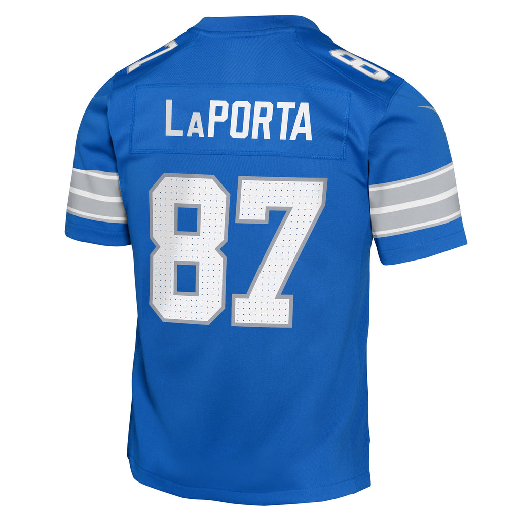 Youth Detroit Lions Sam LaPorta Nike Blue Game Jersey product image 3, provided for visual reference and product detail