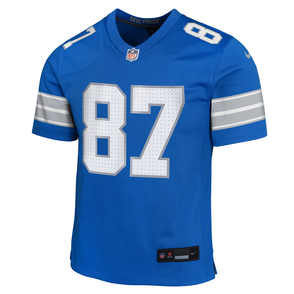 Youth Detroit Lions Sam LaPorta Nike Blue Game Jersey product image 2, provided for visual reference and product detail