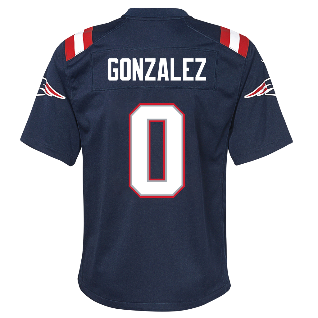 Youth Christian Gonzalez New England Patriots Nike Navy Game Jersey product image 2, provided for visual reference and