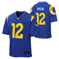 Youth Los Angeles Rams Puka Nacua Nike Royal Blue #12 Game Jersey product image 1, provided for visual reference and product