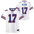 Youth Josh Allen Buffalo Bills Nike White Road Game Player Jersey product image 1, provided for visual reference and product
