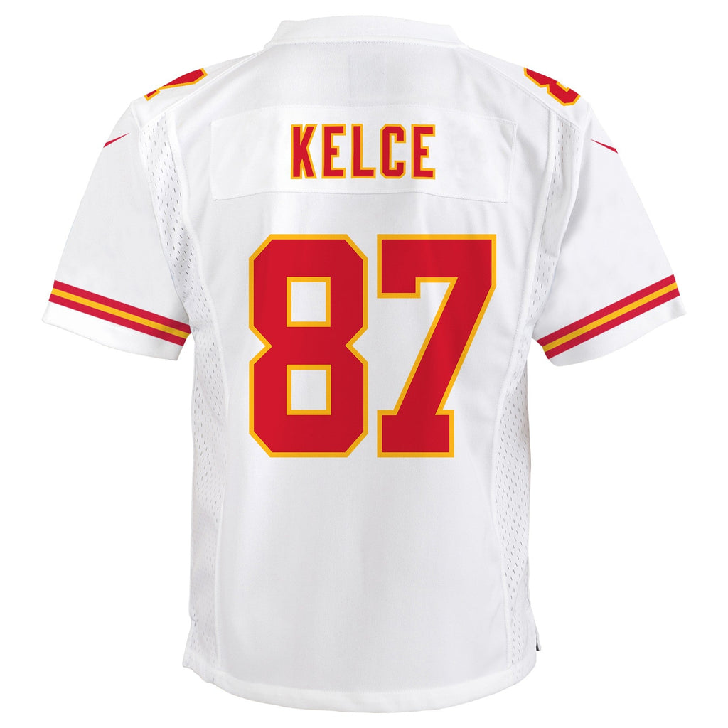 Youth Kansas City Chiefs Travis Kelce Nike White Game Jersey product image 3, provided for visual reference and product