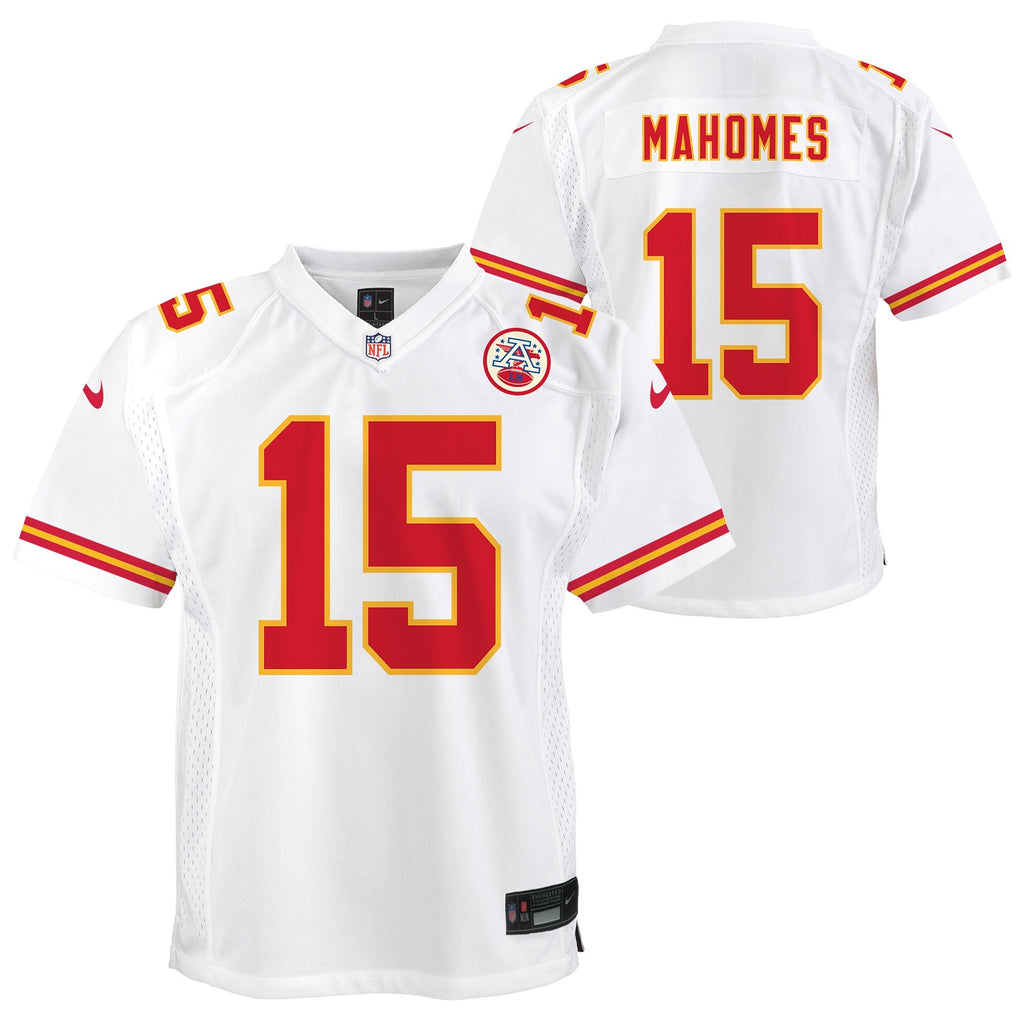 Youth Kansas City Chiefs Patrick Mahomes Nike White Game Jersey product image 1, provided for visual reference and product