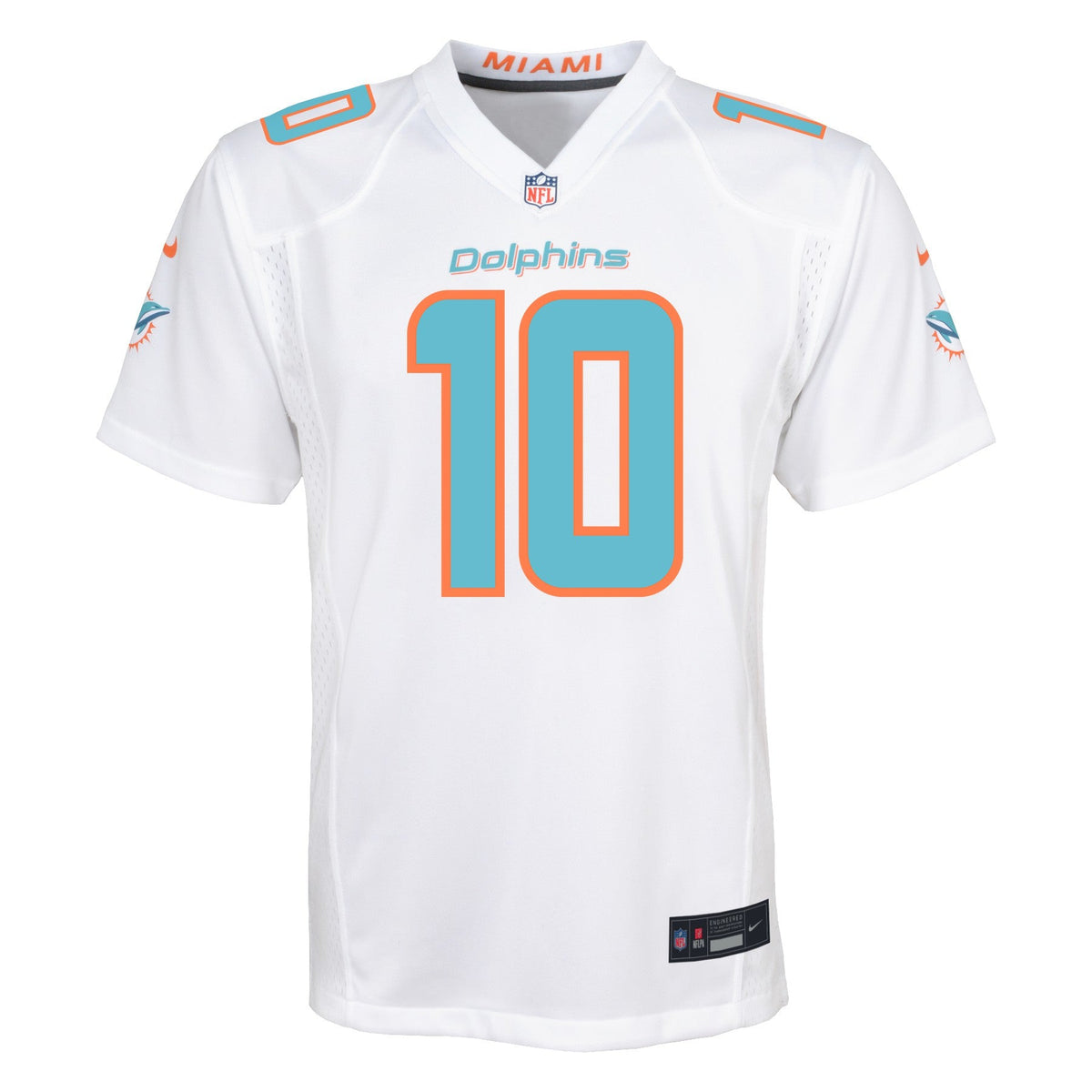 Youth Tyreek Hill Miami Dolphins Nike White Game Replica Jersey product image 2, provided for visual reference and product