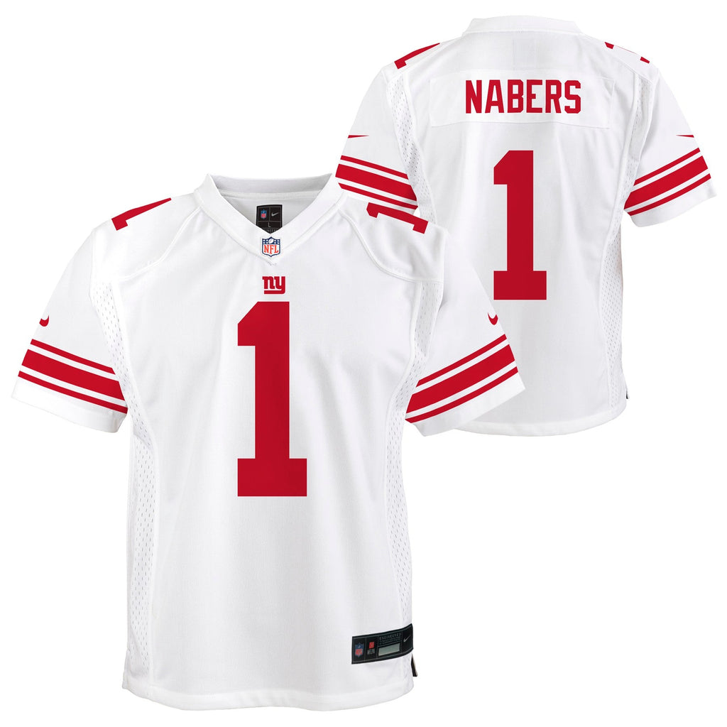 Youth Malik Nabers New York Giants White Nike Game Jersey product image 1, provided for visual reference and product detail