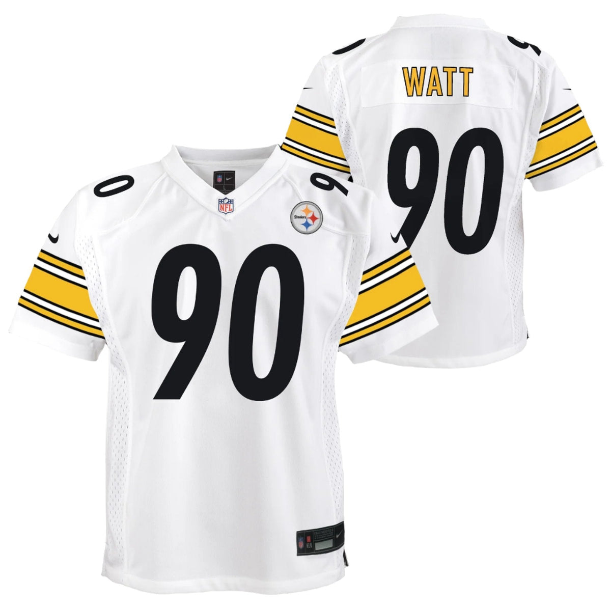 Youth Pittsburgh Steelers T.J. Watt Nike White Game Jersey product image 1, provided for visual reference and product detail