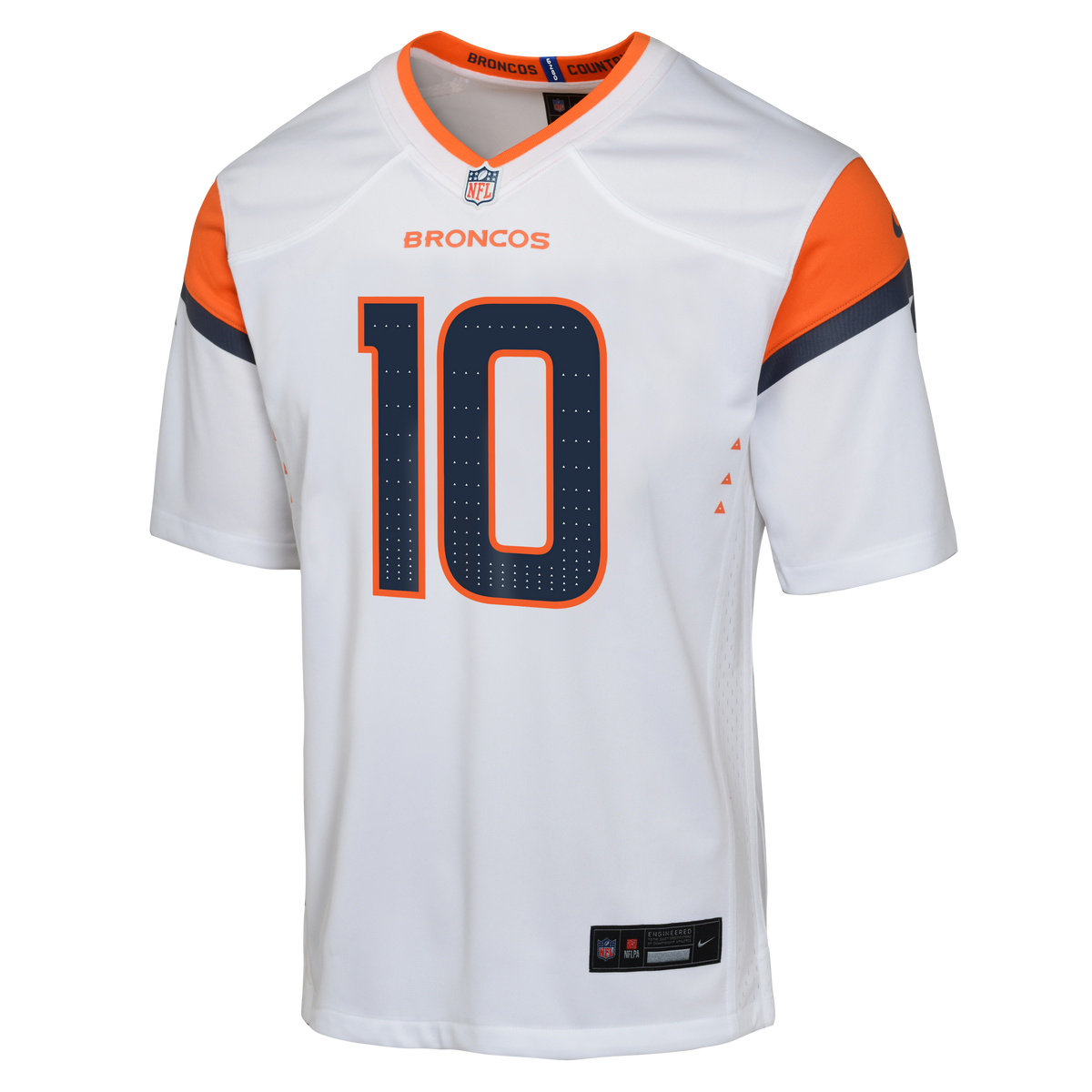 Youth Denver Broncos Bo Nix Nike White Road Team Jersey product image 3, provided for visual reference and product detail